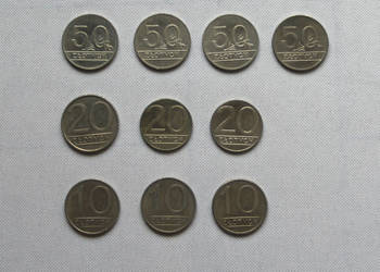 Monety 50zł, 20zł, 10zł 1986-1990