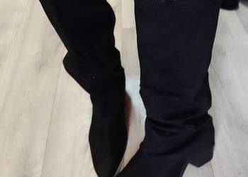 (42/43) Czarne, Zdobione Kozaki kowbojki wieczorowe, NOWE