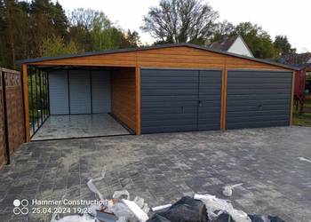 Garaż blaszany wiata Wzmocniony PROFILAMI. Producent SZYBKA REALIZACJA