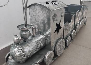 Pociąg metalowy srebrny duzy