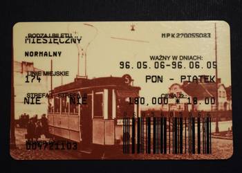 Bilet miesięczny, rocznicowy - Kraków 1996.