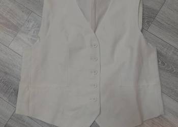 (40/L) Stradivarius/ Kremowa, żakietowa kamizelka garniturowa z Madrytu