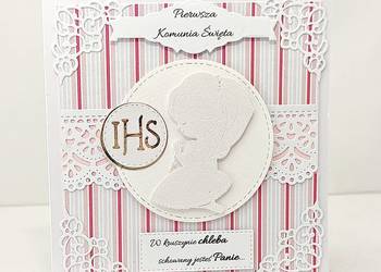 Kartka komunijna ręcznie robiona dla dziewczynki/Kartka na komunię