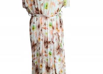 Elegancka sukienka na wesele, komunię szyfonowa plisowana biust-126cm