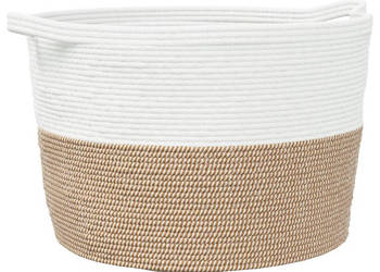 Kosz na pranie brązowo-biały Ø60x36 cm bawełna WM-358476