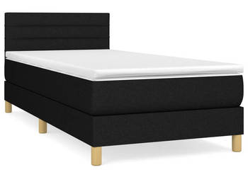Łóżko kontynentalne z materacem czarne tkanina 80x200 cm WM-3140651