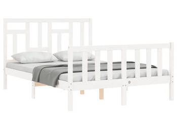 Rama łóżka z wezgłowiem biała lite drewno WM-3193112