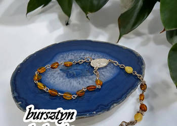 Koronka różaniec z bursztynu, bursztyn bałtycki #305