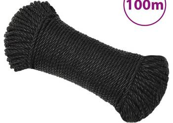 vidaXL Linka robocza, czarna, 6 mm, 100 m, polipropylen(SKU:153003)