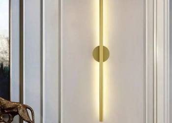 Kinkiet Złoty Nowoczesny Podłużny Lampa Ścienna Glamour Modern Stalowy