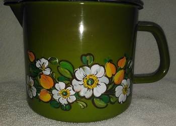 Emaliowany garnuszek z rączką