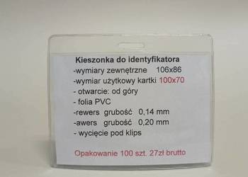 Etui foliowe na identyfikator 100x70    op.100szt