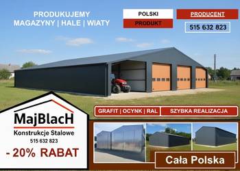 Bardzo Duży Dwuspadowy Garaż Blaszany Grafitowy  - Hala  - Maj-Blach