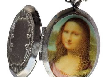 VINTAGE NASZYJNIK WISIOREK MEDALION SKRYTKA GIOCONDA MONALIZA