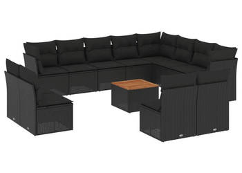 13-cz. zestaw mebli do ogrodu poduszki czarny rattan PE WM-3256258
