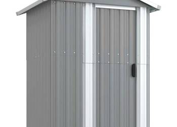 Szopa ogrodowa, szara, 126x97,5x177 cm, stal galwanizowana（SKU:316234）