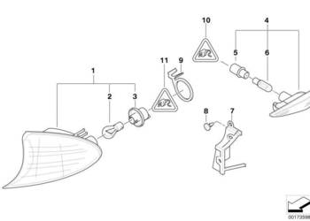 Lampa kierunkowskazu, prawa biała/ tytan - BMW 63137165854