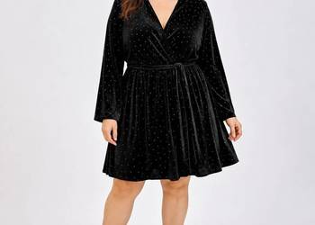 Sukienka czarna welurowa w stylu boho biust 126cm