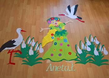 Dekoracje dwustronne okienne wiosenne z brystolu