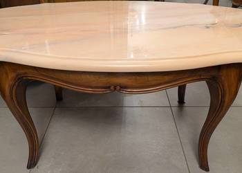 Piękny orzechowy stolik ludwikowski z marmurem -sklep Dąbrowa Górnicza