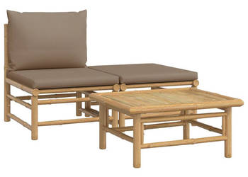 3-cz. zestaw mebli do ogrodu poduszki w kolorze taupe bambus WM-362283