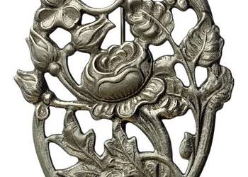 VINTAGE ARTYSTYCZNA BROSZA DZIKIE RÓZA CYNA ART NOVEAU VINTAGE ARTYSTYCZNA BROSZA DZIKIE RÓZA CYNA ART NOVEAU