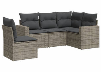 5-cz. zestaw wypoczynkowy do ogrodu poduszki szary rattan PE WM-3251307