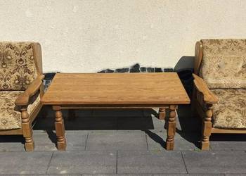 Komplet wypoczynkowy – 2 fotele drewniane + stolik
