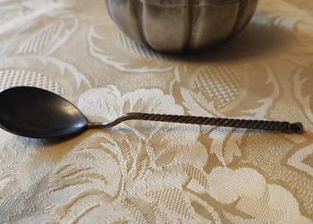 Stara łyżeczka metalowa ręcznie wykonana antyk