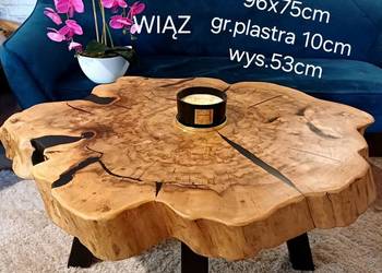 Stolik kawowy 96x75cm live edge plaster drewna loft