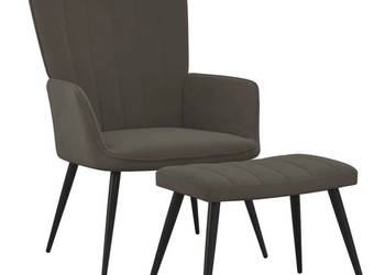 Fotel z podnóżkiem ciemnoszary obity aksamitem WM-327689