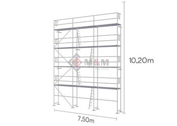 NOWE Rusztowanie elewacyjne 76,5m2 Rusztowanie 7,5x10,2m  Alu-sklejka