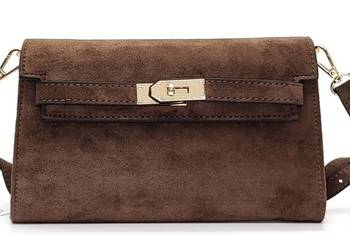 Torebka Kopertówka Listonoszka 2w1 Zamszowa Czekoladowa Modna