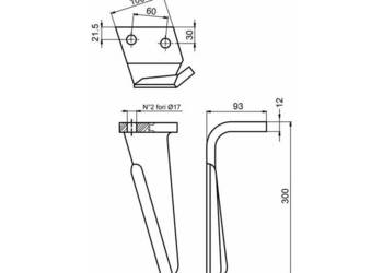 Nóż do brony aktywnej L:300mm Alpego,D01270,KE1270 65830