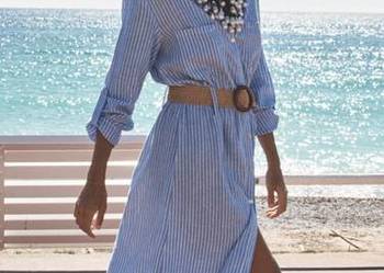 Sukienka długa maxi Zara M L len wiskoza nowa