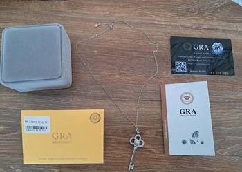 nowy srebrny wisiorek z łańcuszkiem z certyfikatem GRA próba 925