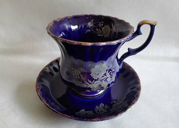 Stara filiżanka porcelana kobaltowa Chodzież fason Iwona, PRL