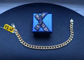 Piękna złota bransoleta męska splot" Pancerka"