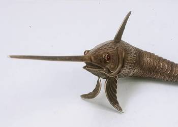Figurka Ryba Miecznik Przegubowy 36 cm. Srebro
