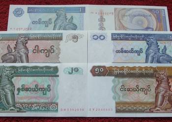 MYANMAR Kolekcjonerskie Banknoty Zestaw - 6 sztuk UNC