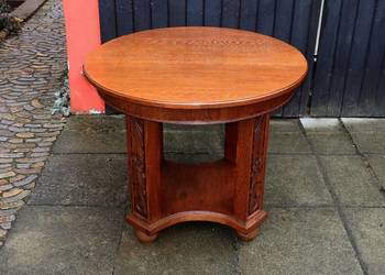 Unikatowy Okrągły Stół Stolik Jadalniany Kawowy Dąb Antyk Po Renowacji