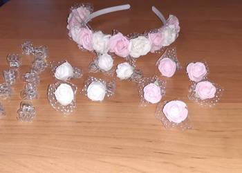 Opaska komunijna I spineczki z rozyczkami