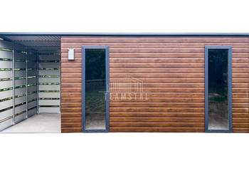 Schowek - Domek Ogrodowy 4,5x2,5m + Wiata 1,5m Drzwi 2x Okno Dach TS888 Schowek - Domek Ogrodowy 4,5x2,5m + Wiata 1,5m Drzwi 2x Okno Dach TS888