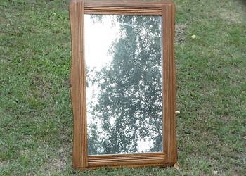 Stare drewniane lustro w stylu retro / vintage – 88 x 58 cm | Dębowy klimat