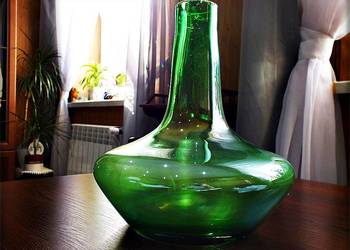 Duża Zielona Butla / Wazon Szmaragdowy lata 70' PRL Vintage