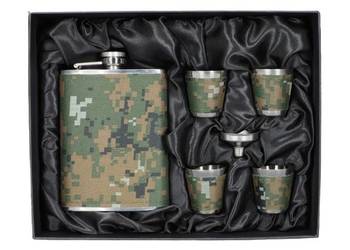 Zestaw Prezentowy Piersiówka + 4 Kieliszki Obszyte Skórą na Prezent Gentelo