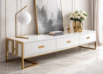 Szafka rtv złota nowojorska Exclusive White Premium 180x40x42