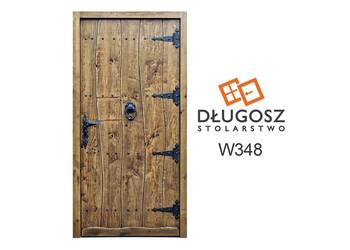 Drzwi DŁUGOSZ drewniane zewnętrzne góralskie ciepłe pow szczotkowane GOTOWE
