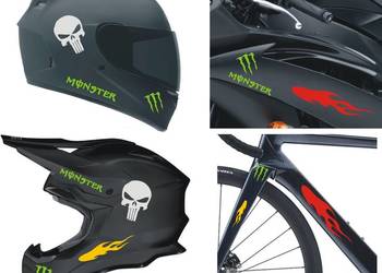 naklejki punisher tribale płomienie monster energy na rower motocykl kask