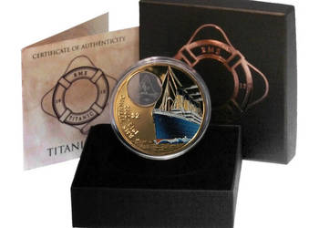 Moneta z koloryzowanego brązu  wybita na 100 lecie zatonięcia RMS Titanic